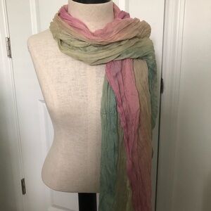Pink and Green Ombré Krinkle Scarf